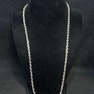 Vintage Heavy Silver Tone Cable Chain Necklace 25" (4171)